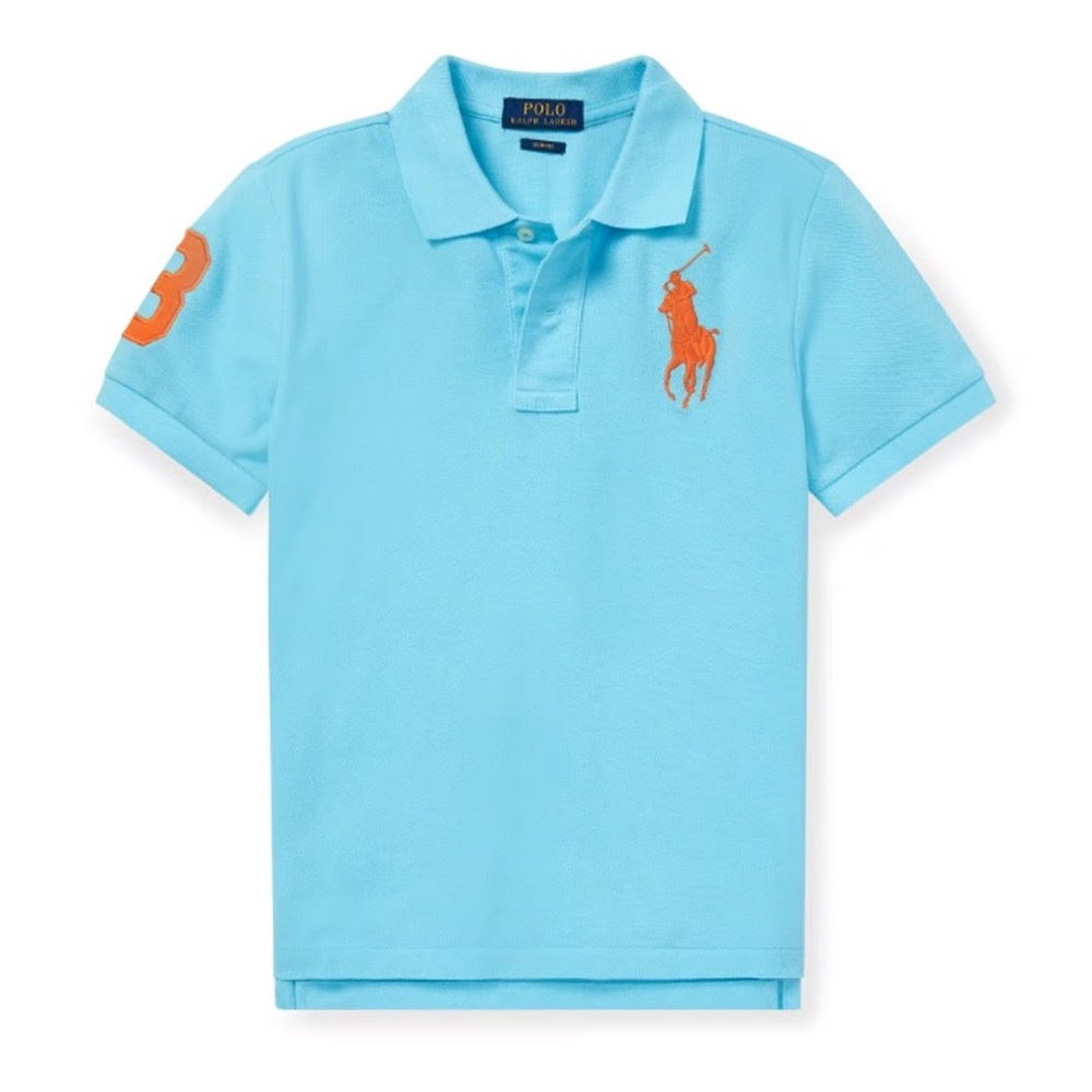 Polo by Ralph Lauren Kids Light Blue Polo with Orange Accents